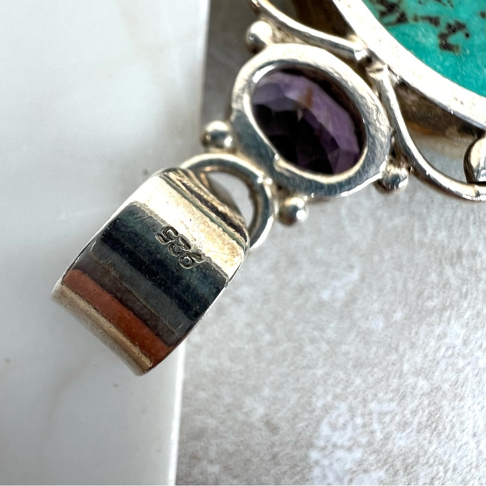 Turquoise Amethyst Garnet and Citrine Sterling Silver Pendant - Picture 6 of 7